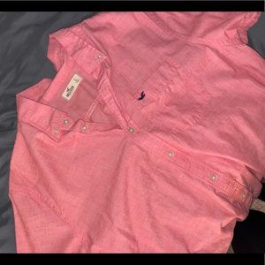 Coral half  sleeve button up Hollister size L